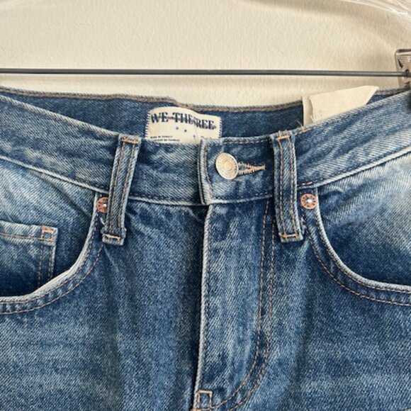 We The Free Free People Bare With Me Patchwork Straight Leg Denim Jeans 24 - Picture 3 of 16